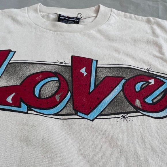 SAINT Mxxxxxx Men's White Love Short Round Neck Sleeve T-Shirt Size S - Picture 6 of 7